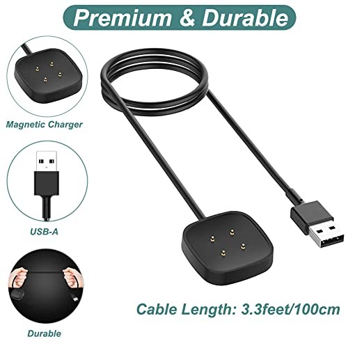 Charger for Fitbit Versa 4/Versa 3/Sense 2/Sense, Replacement Charging Cable