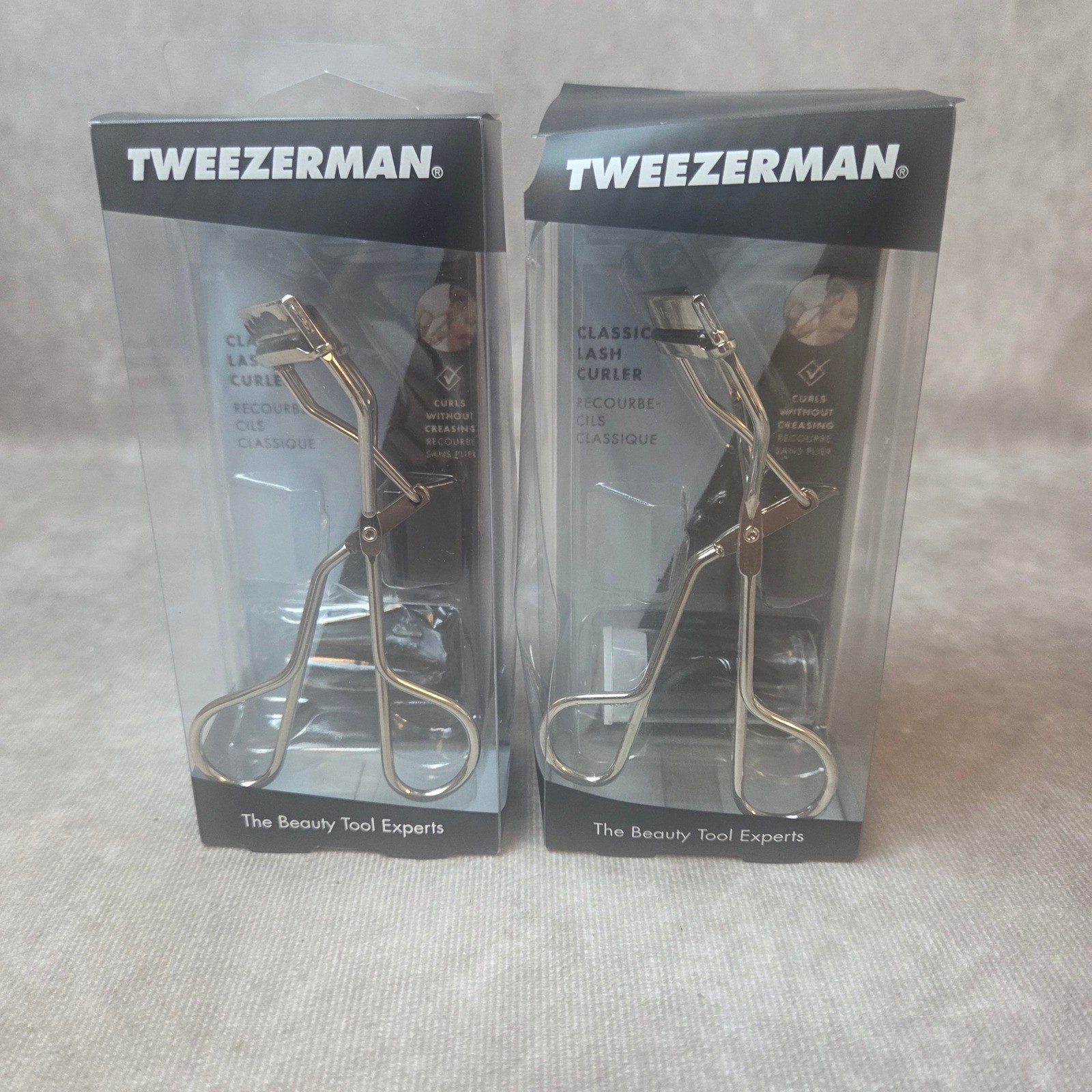 Tweezerman Classic Lash Curler Lot of 2 Silver 1034-R with Replacement Pads NEW