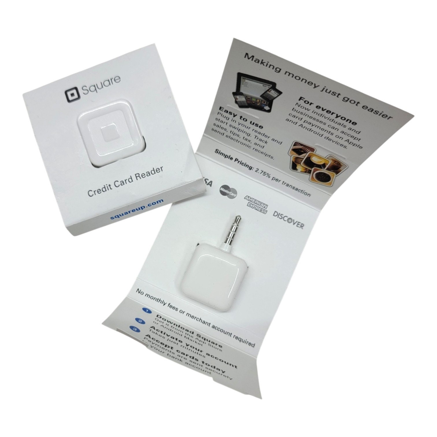 Lot of 2 Square Credit Card Reader 3.5mm Headphone Jack Mobile Swipe Vintage