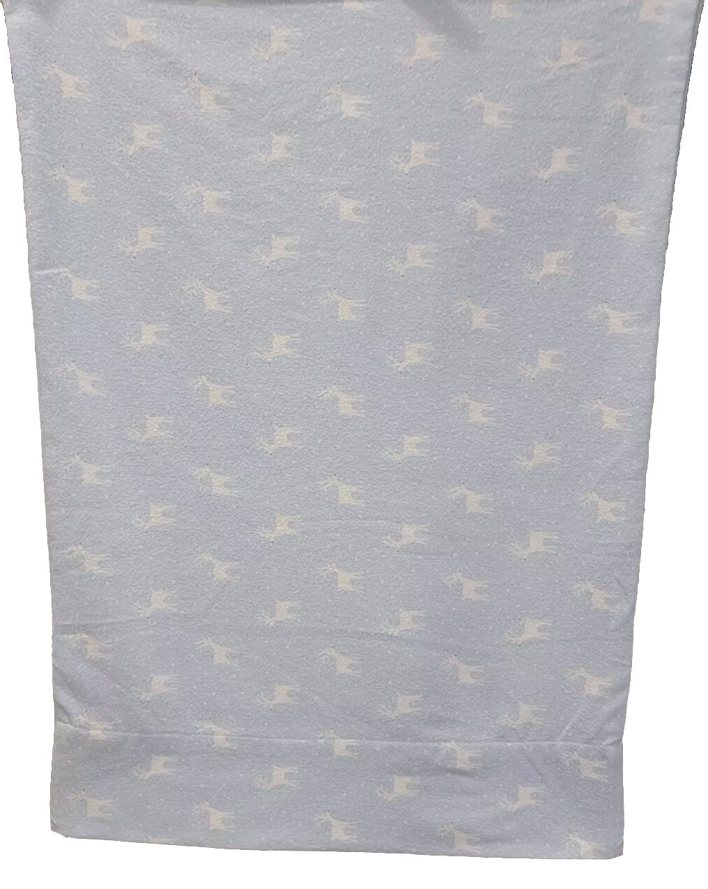 2 Light Blue Flannel Pillowcases W/ Little White Deer. 21 X 27 Standard
