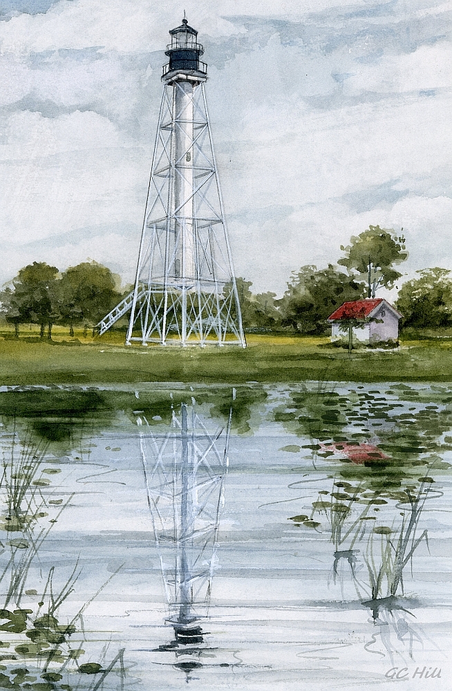Cape San Blas Lighthouse, Port St. Joe Florida. Watercolor Notecards
