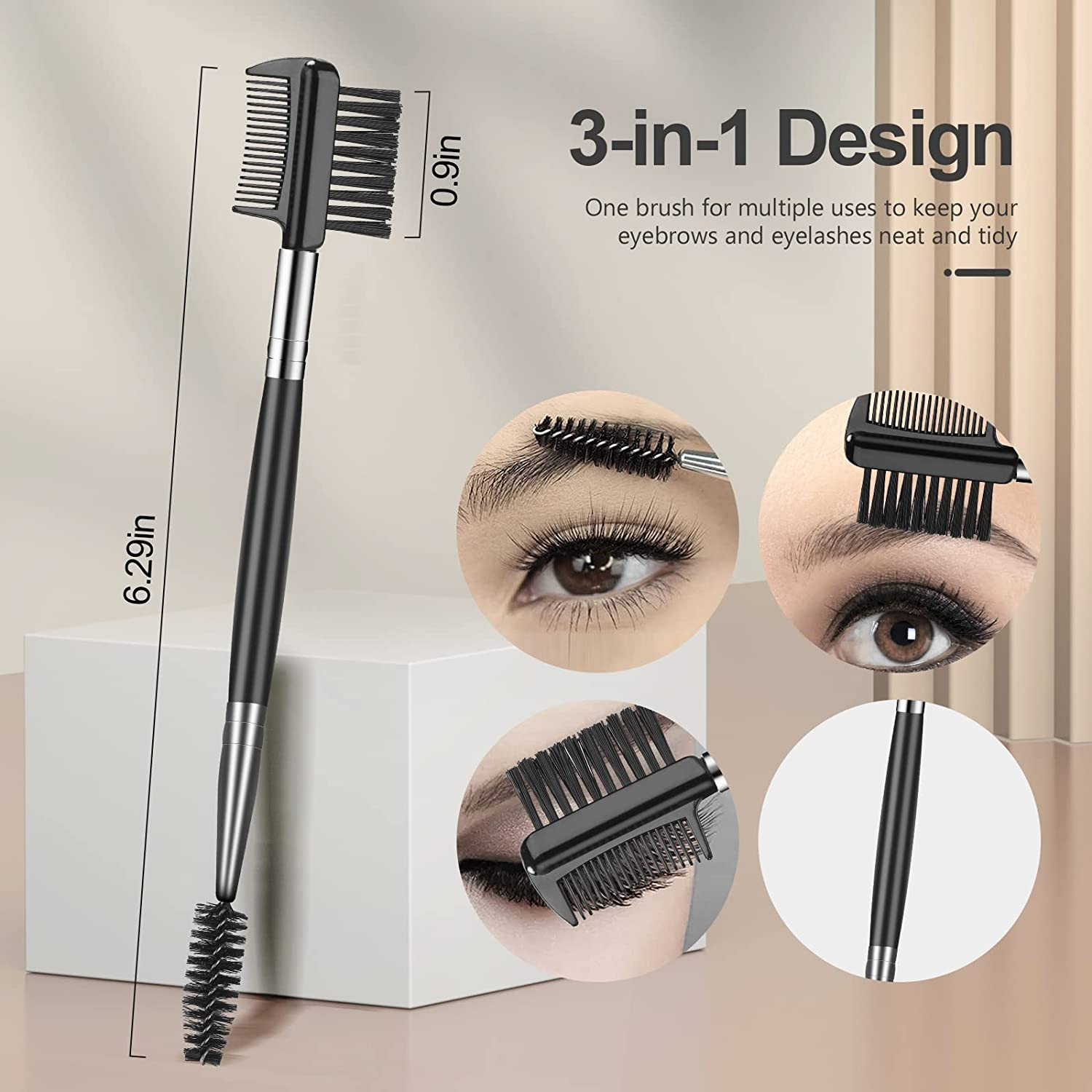 Eyebrow Brush Eyelash Separator Brow Comb & Lash Spoolie Professional Eye Makeup