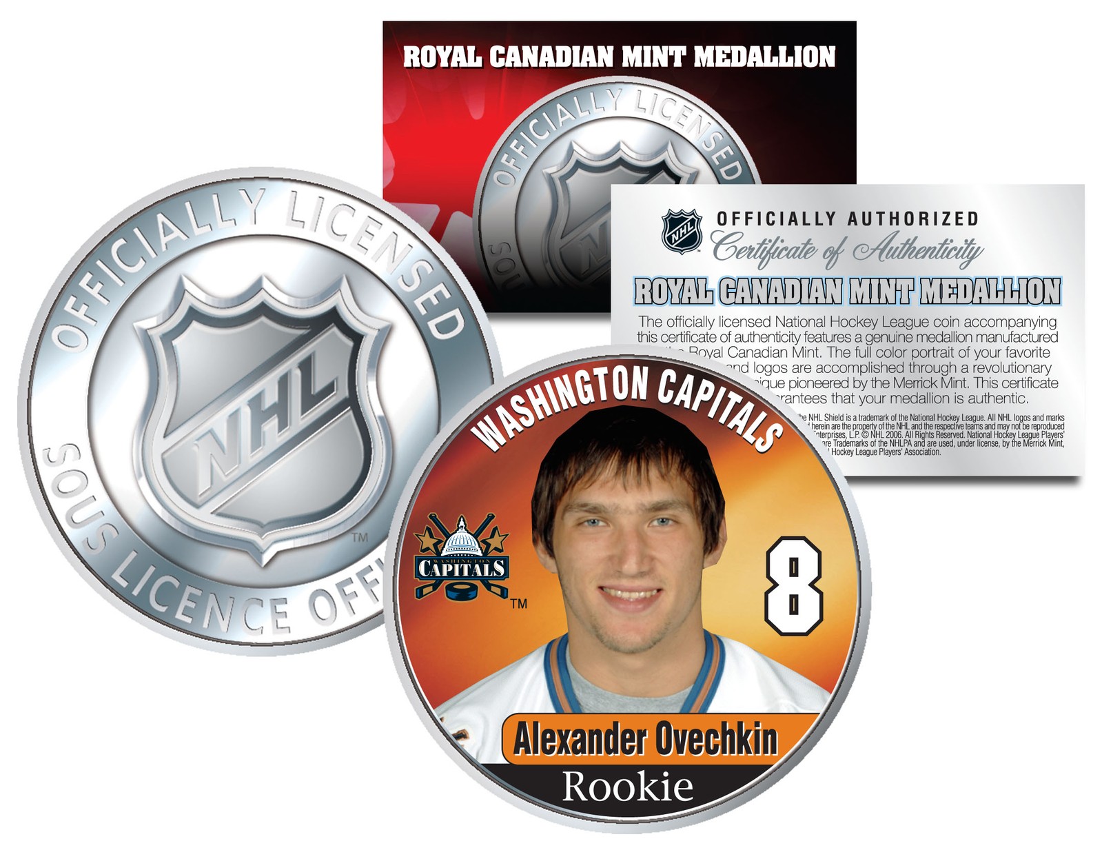 2005-06 ALEXANDER OVECHKIN #8 NHL Washington Capitials ROOKIE Licensed Coin