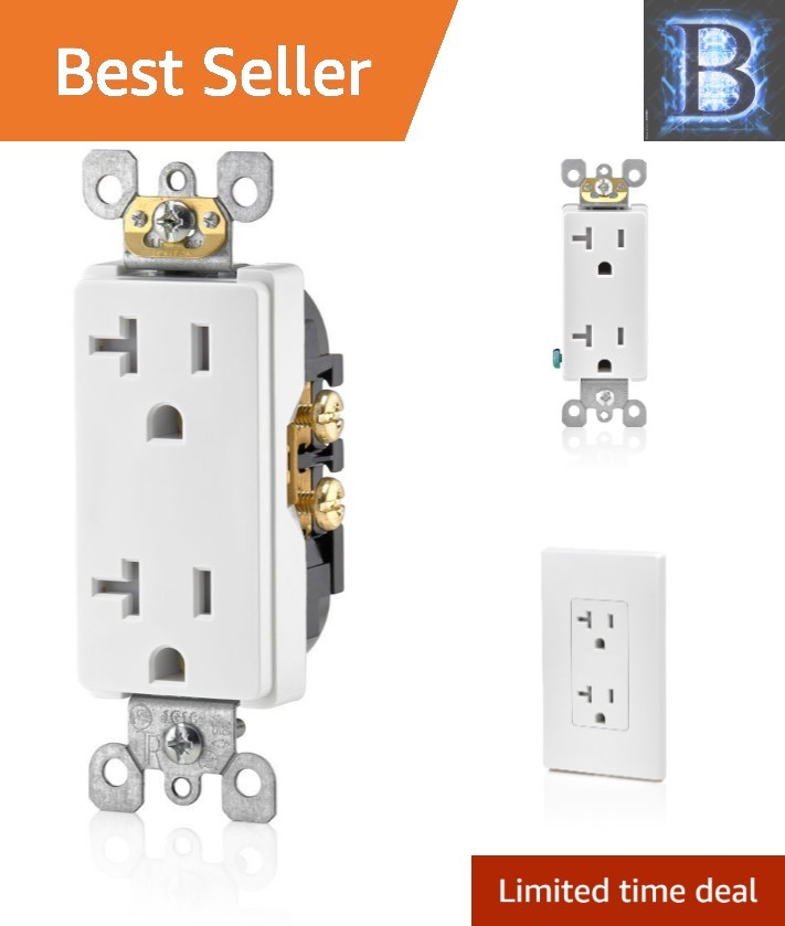 Elegant 20 Amp Decora Tamper-Resistant Electrical Outlet - Child Safety Approved