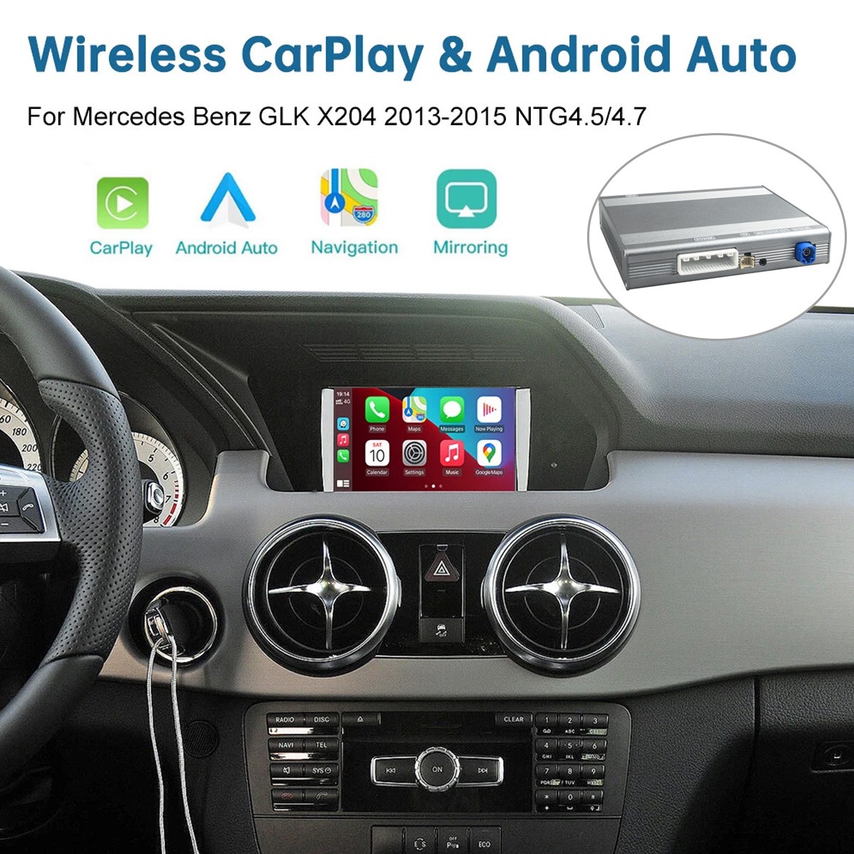 For Mercedes Benz GLK X204 2013-2015 NTG4.5 4.7 Wireless CarPlay Android Auto