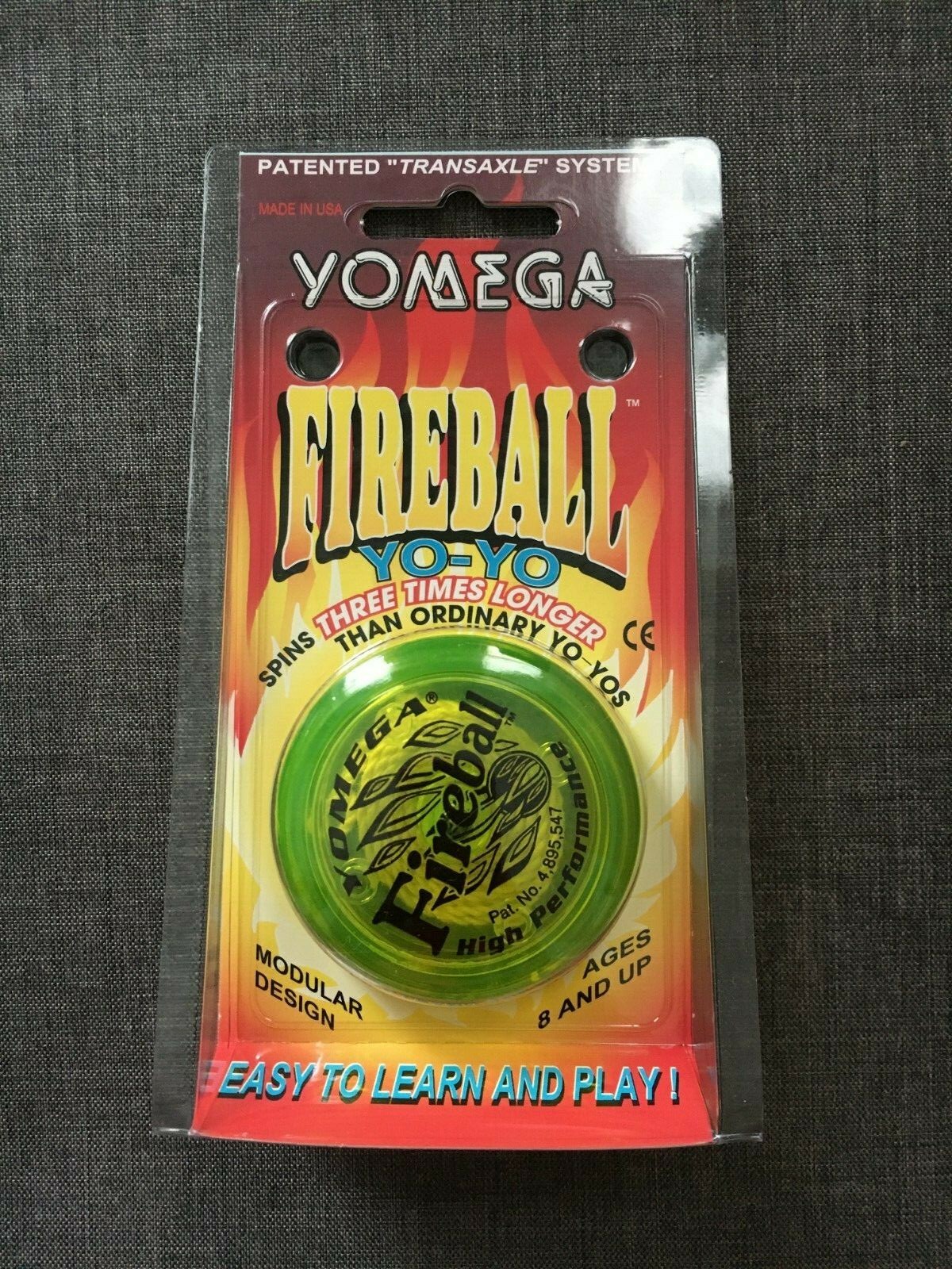 Vintage Yomega Yo-Yo Corp MADE IN USA Fireball High Performance Yo-Yo Yellow New