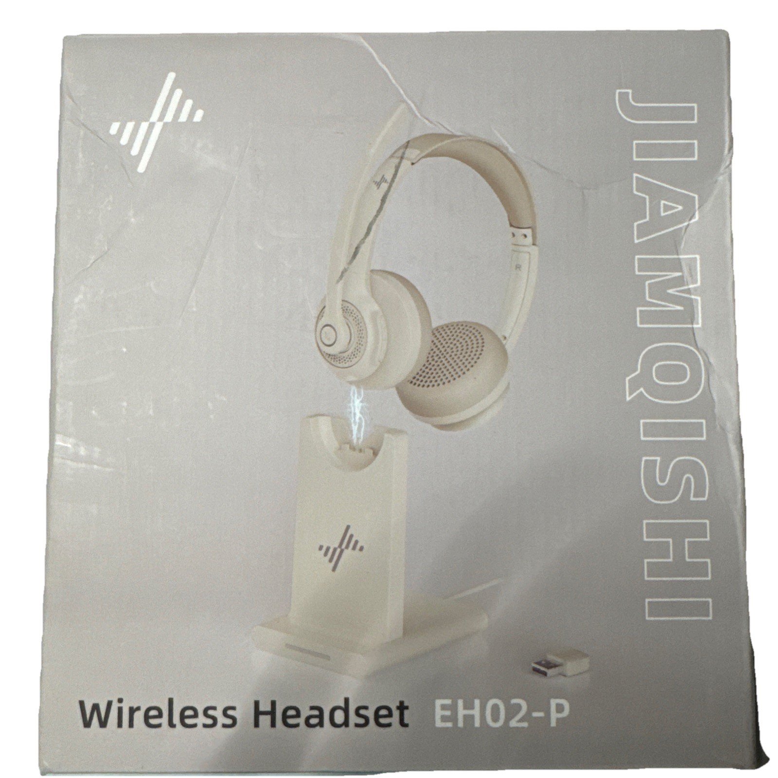 JIAMQISHI EH02-P Wireless USB Headset Apricot Noise Cancellation Boom Mic Double