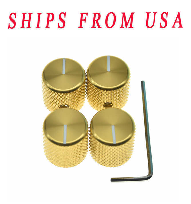4pcs 18mm Aluminium Guitar Bass Knobs 1/4" Knob w/ Indicator fits Tele or P Bass