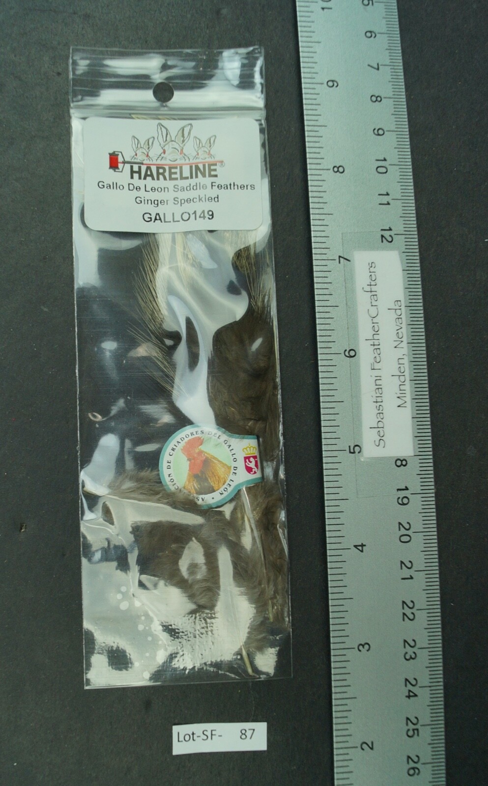 Hareline Gallo De Leon Ginger Speckled Saddle Hackles Lot-SF 87