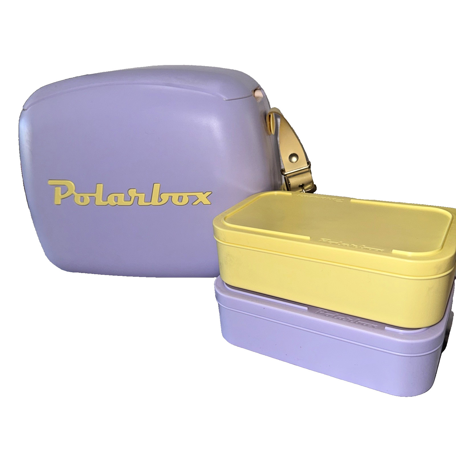 Polarbox Retro Design Portable Cooler Purple & Yellow 6 Quart Two Containers