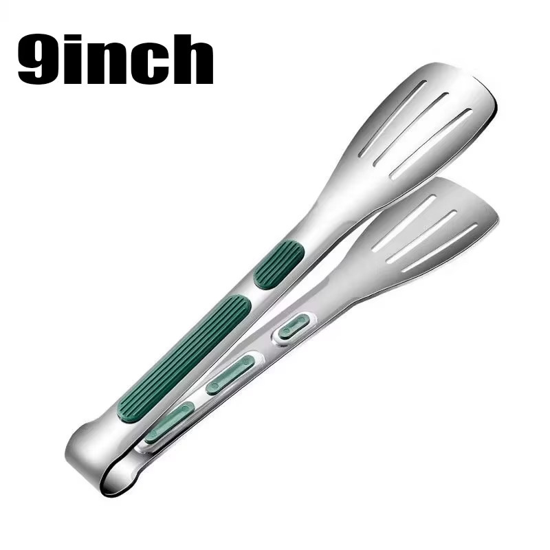 Stainless Steel Food Tongs Non Slip BBQ Grill Meat Salad Bread Serving Tool 1pc