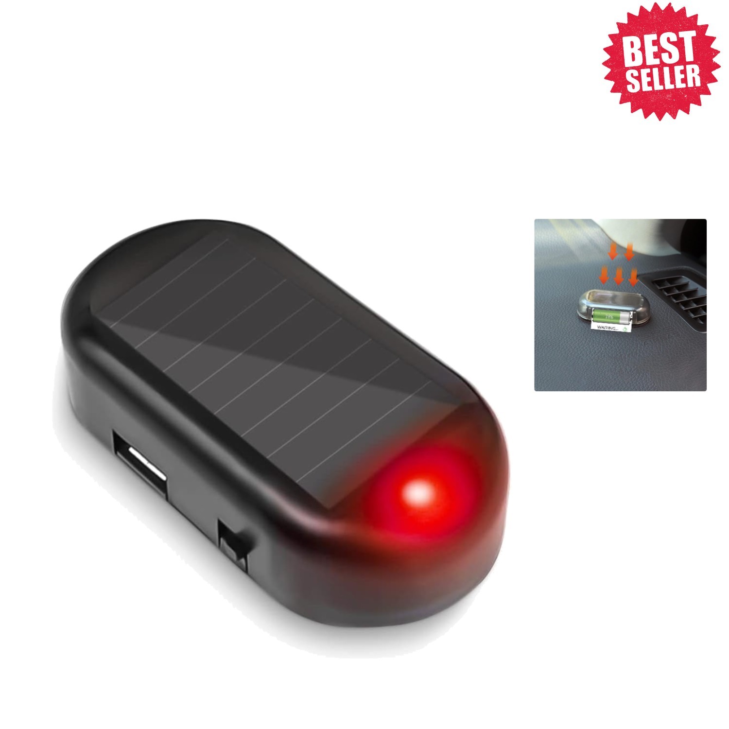 Durable Solar-Powered Anti-Theft Flashing Light for Vehicles - Red LED Warning