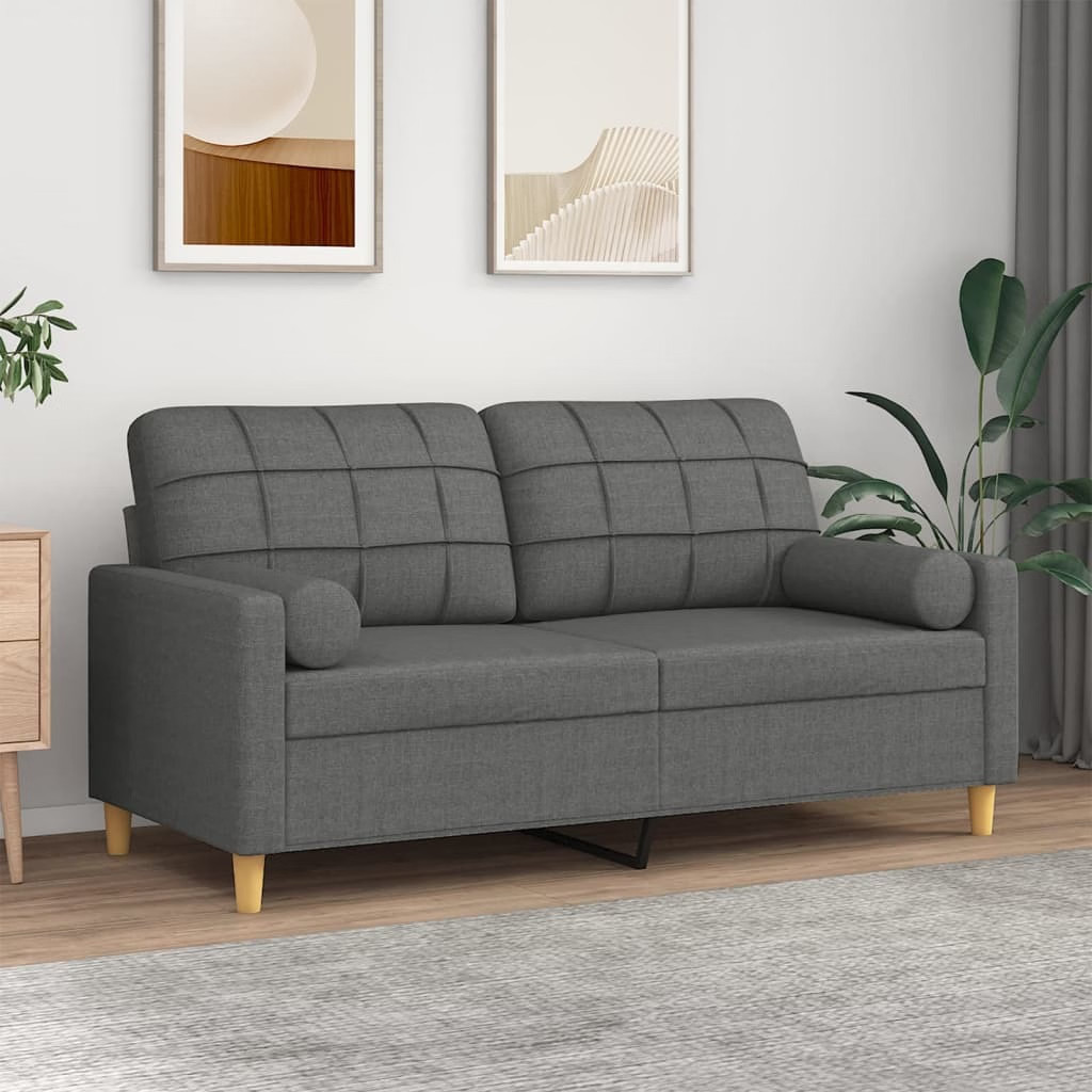 2-Seater Sofa Dark Grey Fabric (100% polyester), metal, textilene