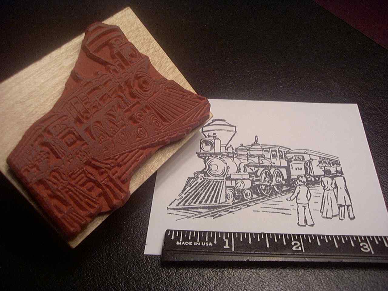 1860's Steam Train Locomotive Car Rubber Stamp