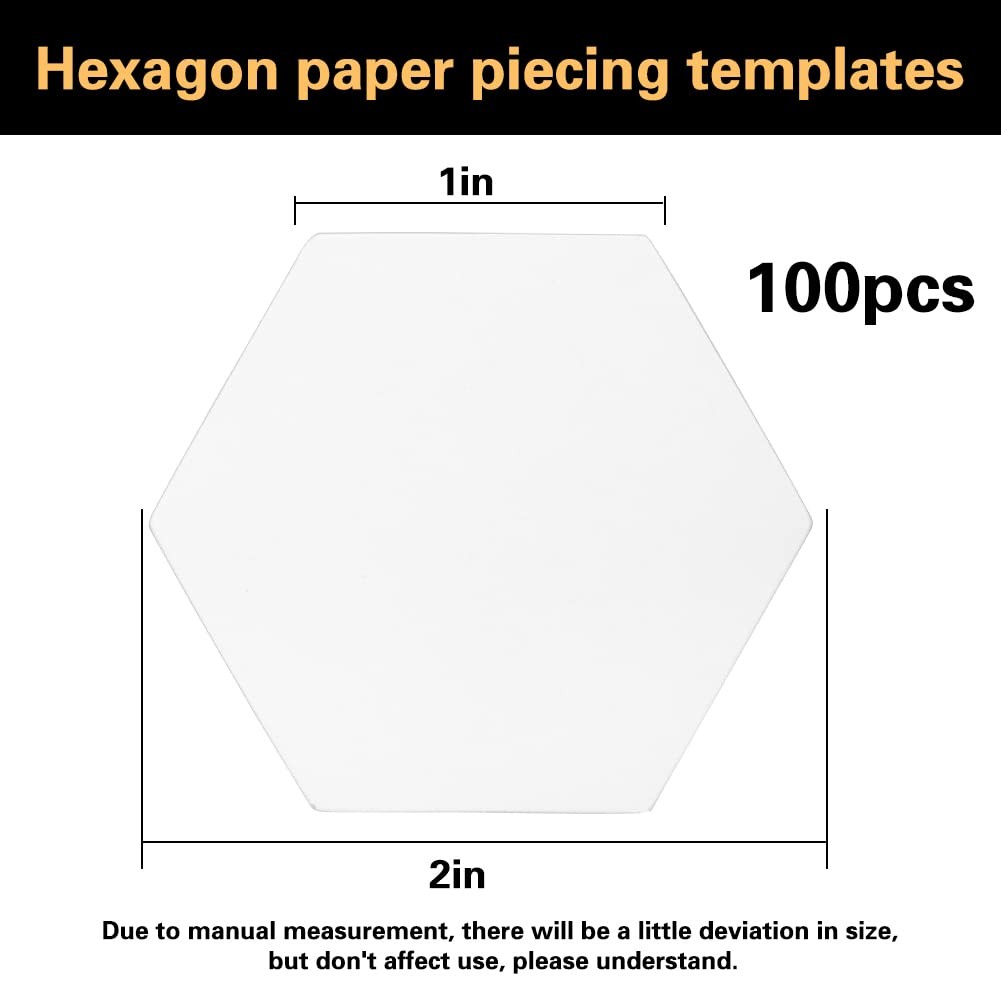 100 Count Paper Piecing Shapes Hexagon 100 1-inch