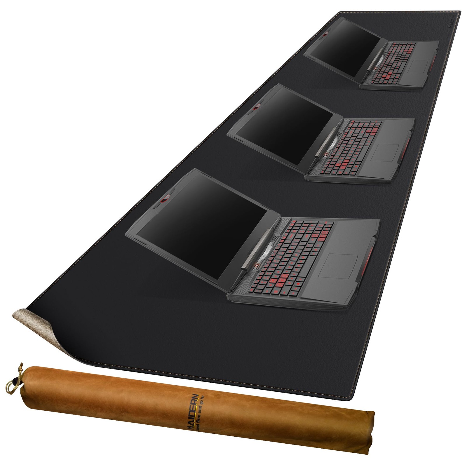 Leather Desk Mat, XXL 78.7” x 24” Reversible Large Desk Pad Mat, Cork & Leath...