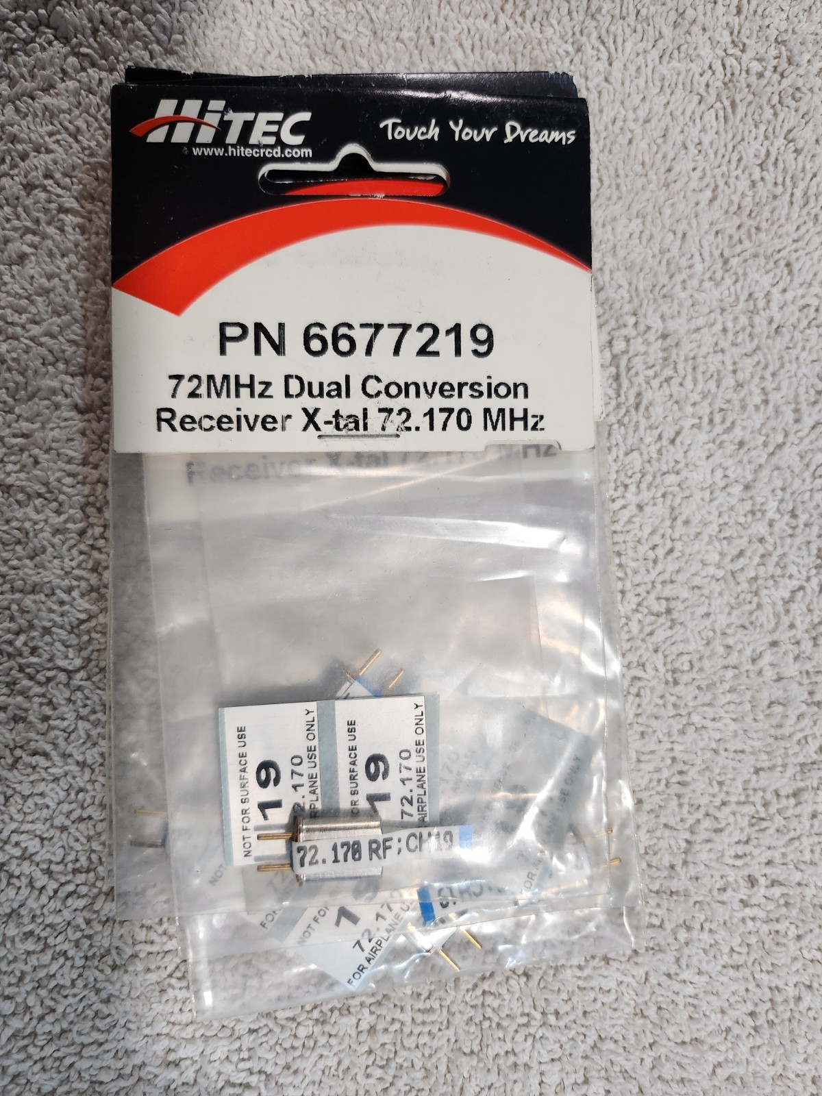 Hitec 72mhz receiver crystal FM Dual Conversion  Ch- 19
