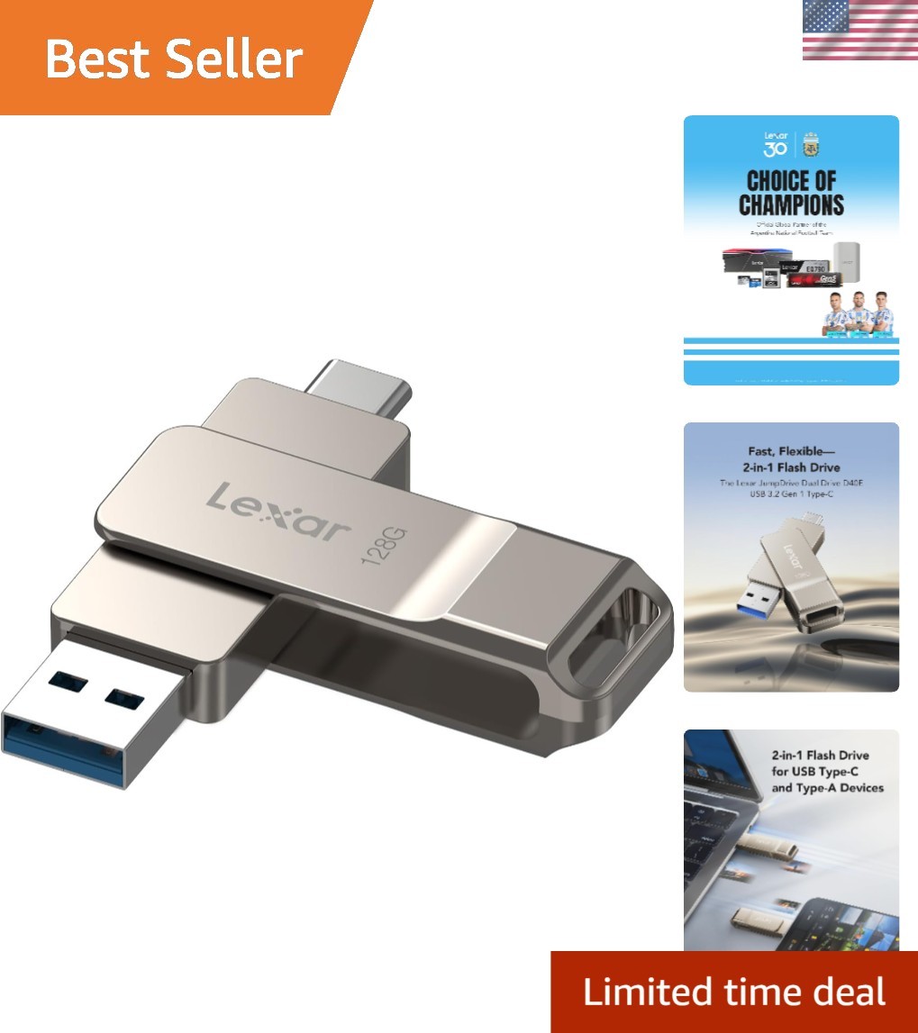 Champagne Silver 128GB USB-C Dual Connector Flash Drive - Fast 100MB/s Speed