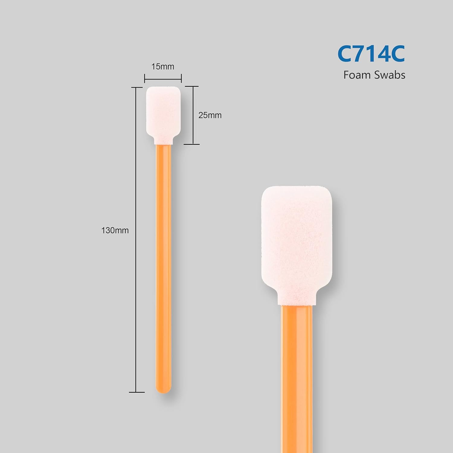 Foam Sticks Cleaning Swabs (50 Pcs 5.25" Large Rectangular Foam Tips, Orange) Cl