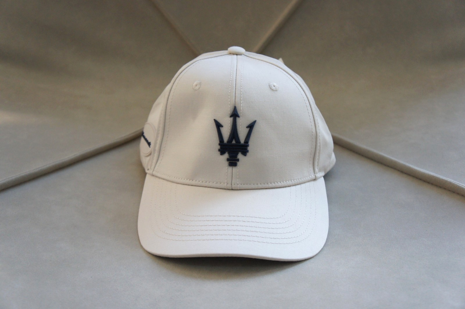 New Genuine Maserati Trident Beige Baseball Adjustable Snapback Cap Hat Patch