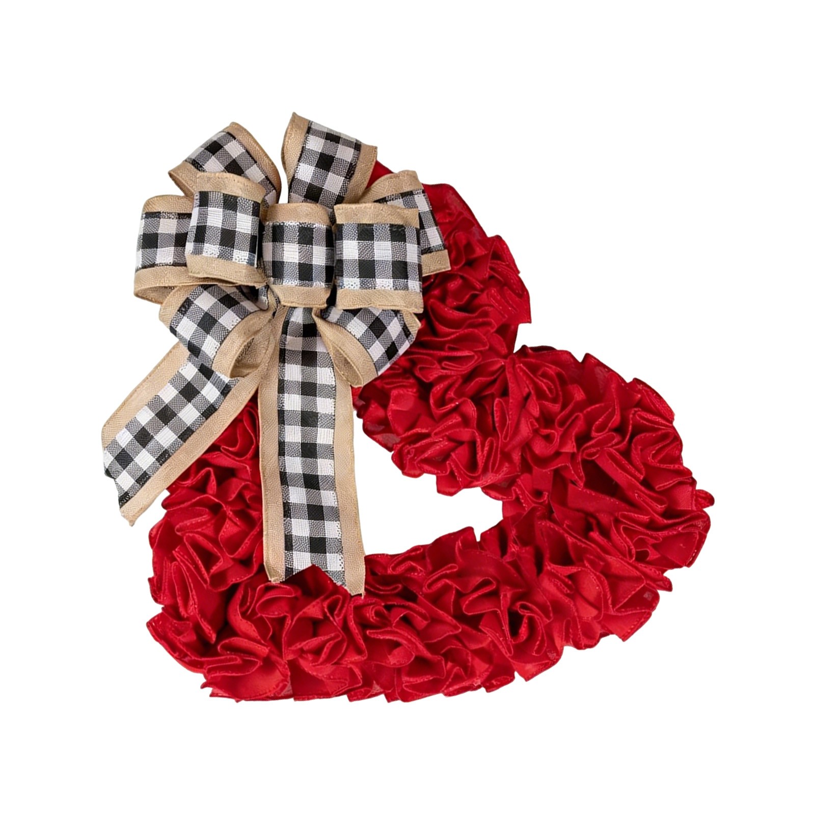 Heart Shaped Wreath Decor for Valentine's Day, Heart Shaped Wreath with Bow