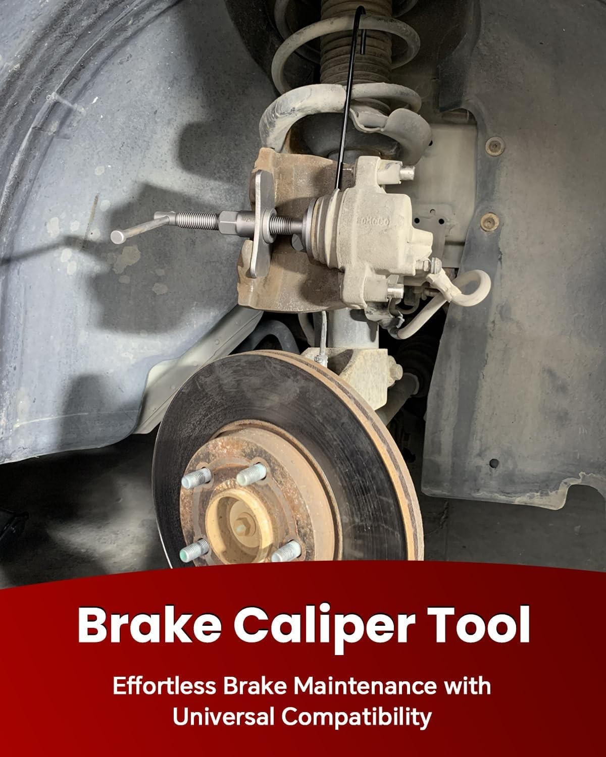 Robust Brake Caliper Compressor Kit with 24 Adapters - Easy Operation & Storage