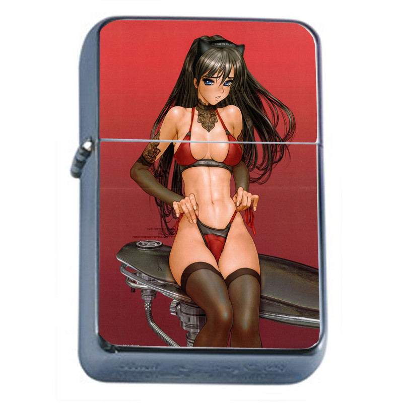 Brooklyn Pin Up Girls D3 Flip Top Oil Lighter Wind Resistant