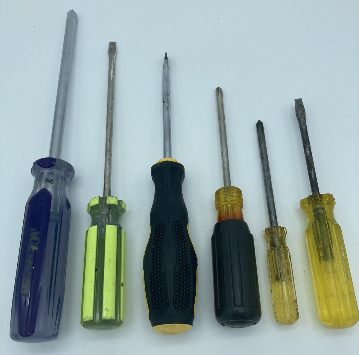 Lot Of Vintage Screwdrivers 3 Phillips & 3 Flat Head USA Ace, Irwin & Unbranded