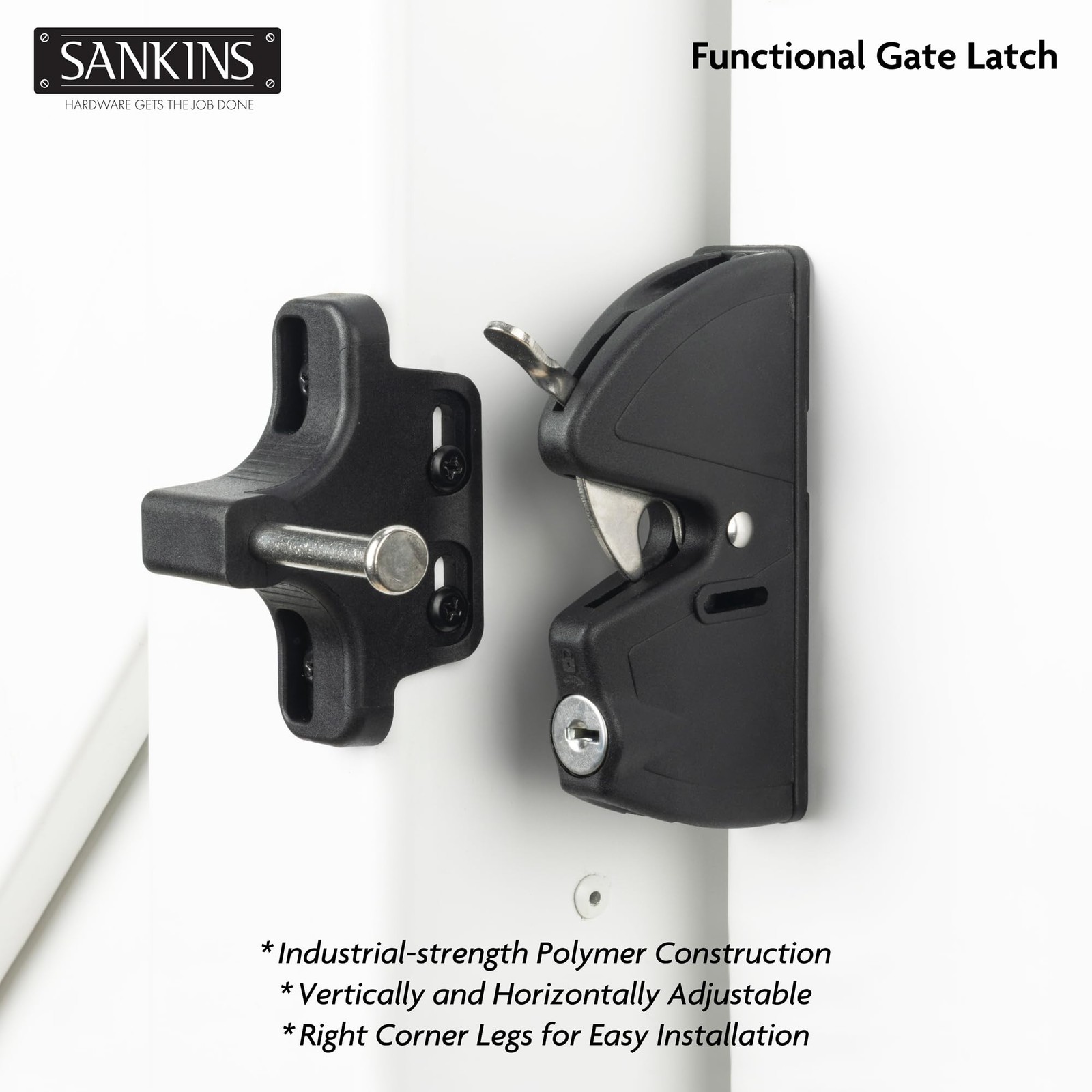 Key Lockable Double Sided Gate Latch, Fence Gate Locks for Outdoor Gates, Sel...