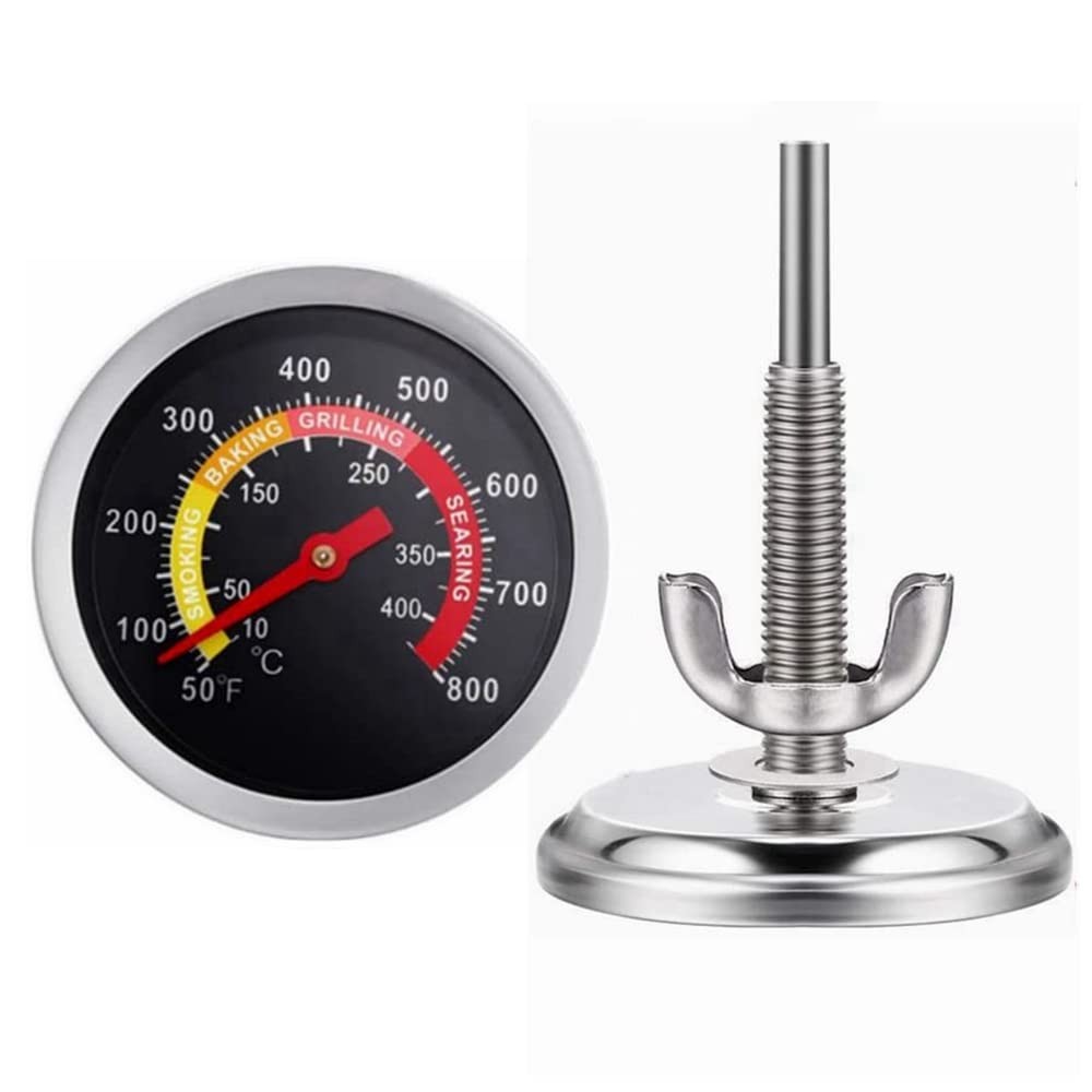 2 Pack BBQ Grill Temperature Gauge, 2-3/8 inch Barbecue Charcoal Silver