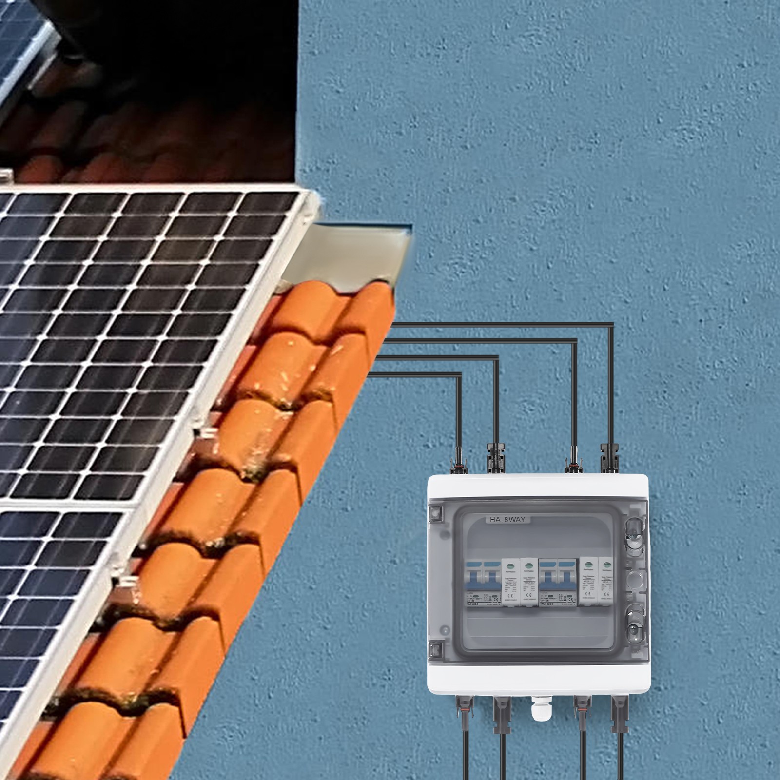 2 Strings Solar Combiner Box FIT Solar Panel Disconnect Switch Circuit Breaker