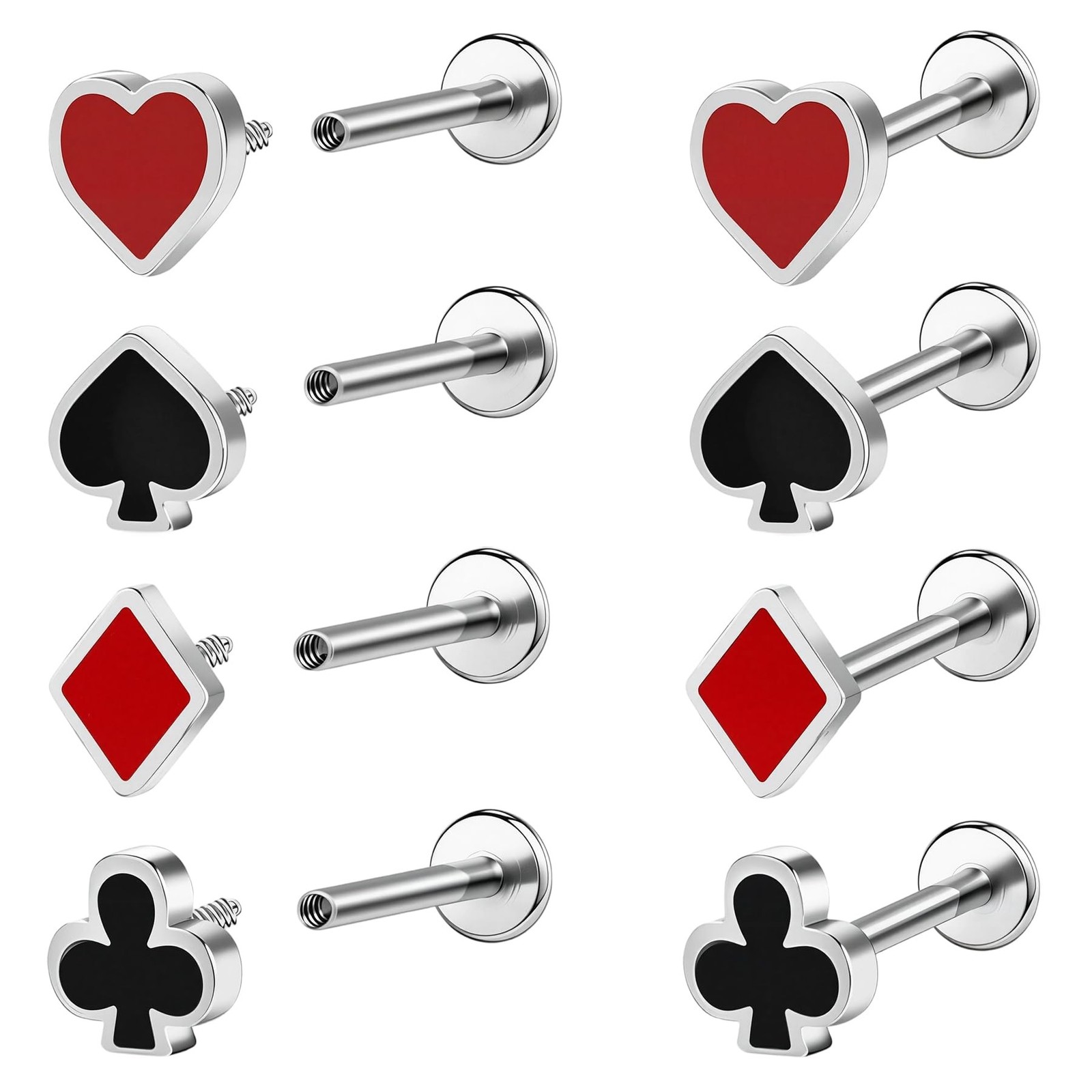 8Pcs 16G Poker medusa piercing jewelry Stainless Steel Lip Stud Labret Pierci...