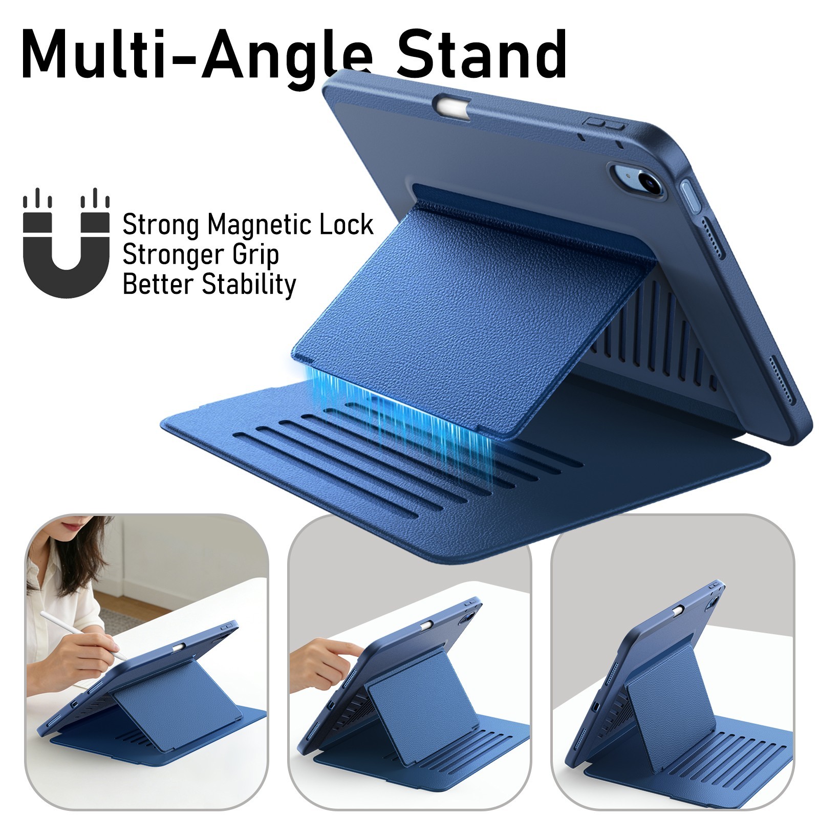 Multi-Angle Stand Case for iPad (A16) 11th/10th Generation, Ultra-Stable Support