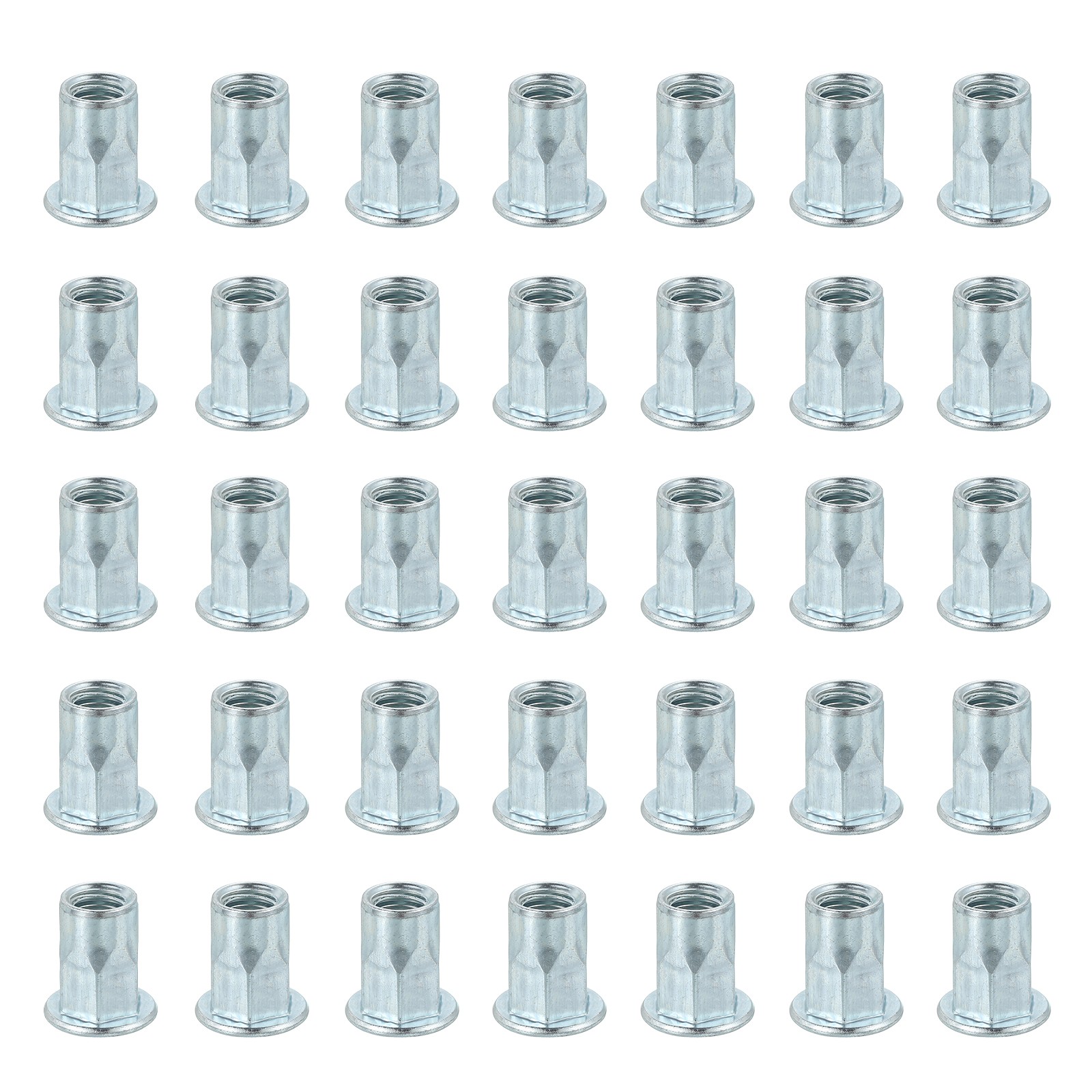 40Pcs M8 x 18mm Rivet Nut Thread Half Hexagonal Carbon Steel White Zinc-Plate