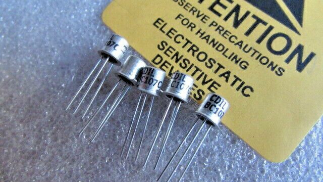 BC107C CDIL Transistor NPN bipolar, 45V, 0.2A, 0.2/0.75W, TO18 10dB 5 pieces USA