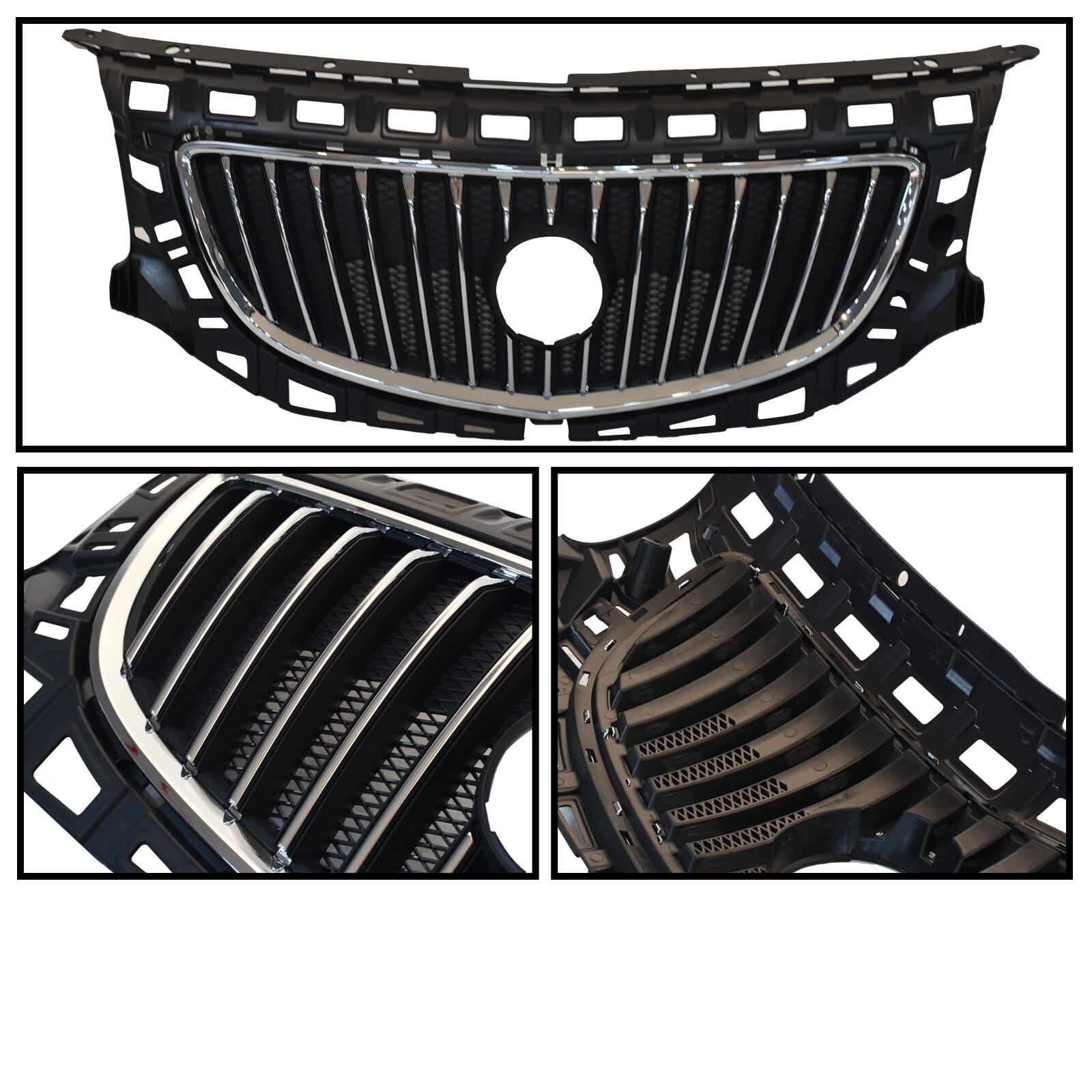 For 2011-2013 Buick Regal Front Upper Grille Chrome Shell W/ Black Insert USA