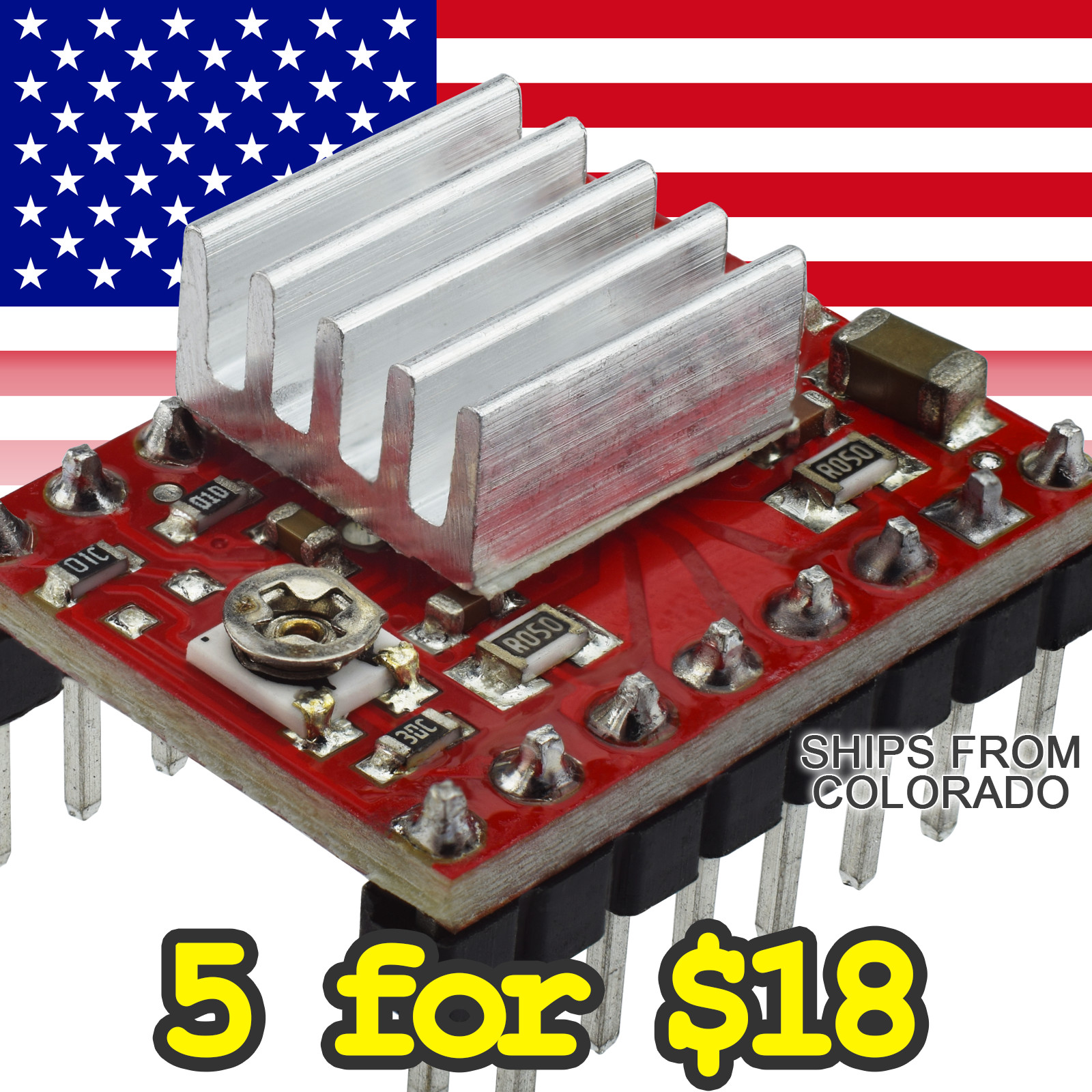 Stepper Motor Driver A4988 A4988T with Heat Sink - 3D Printer - Arduino - NEMA -