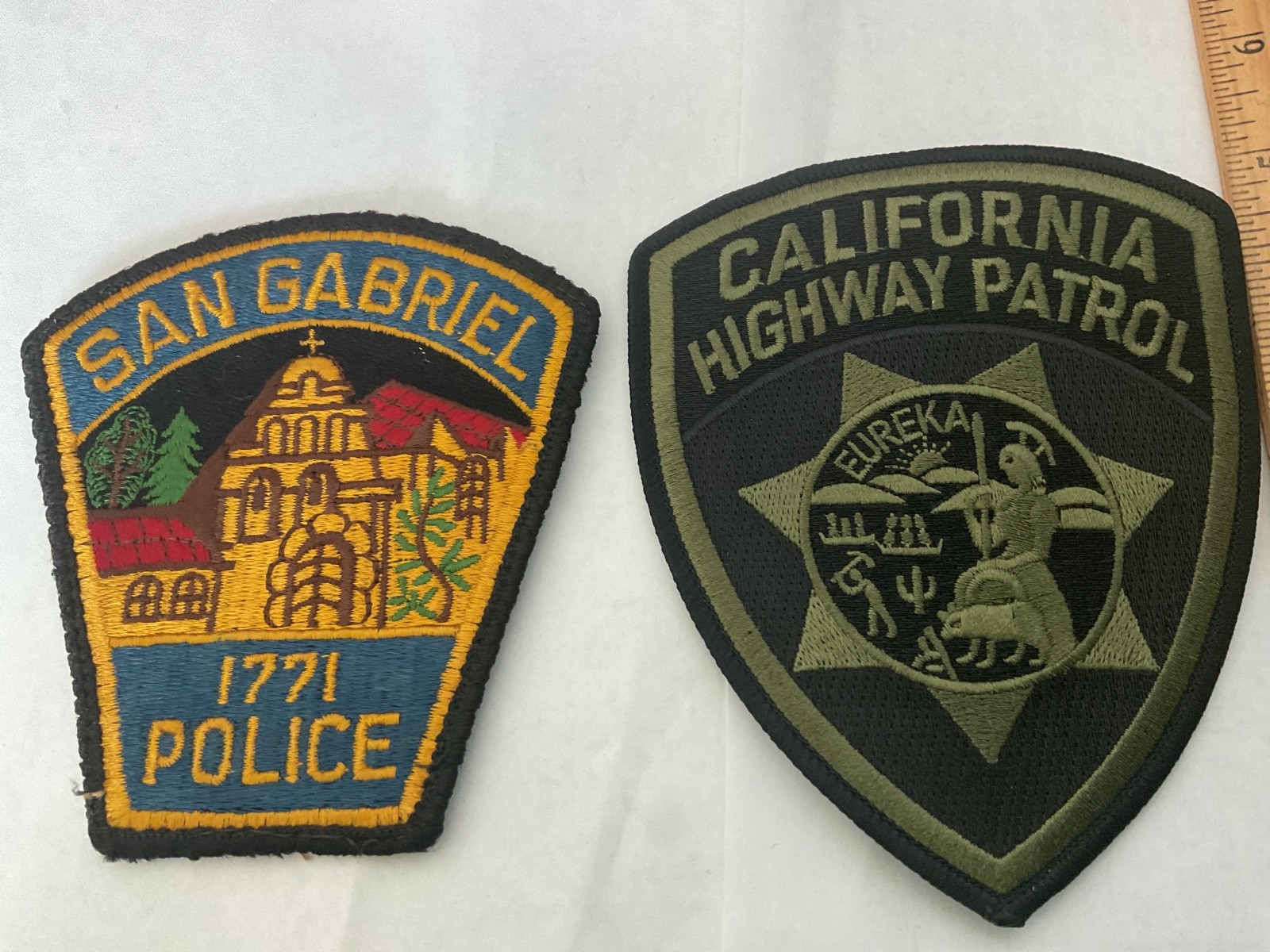 San Gabriel California Police patch and California Highway Patrol Set Tracking