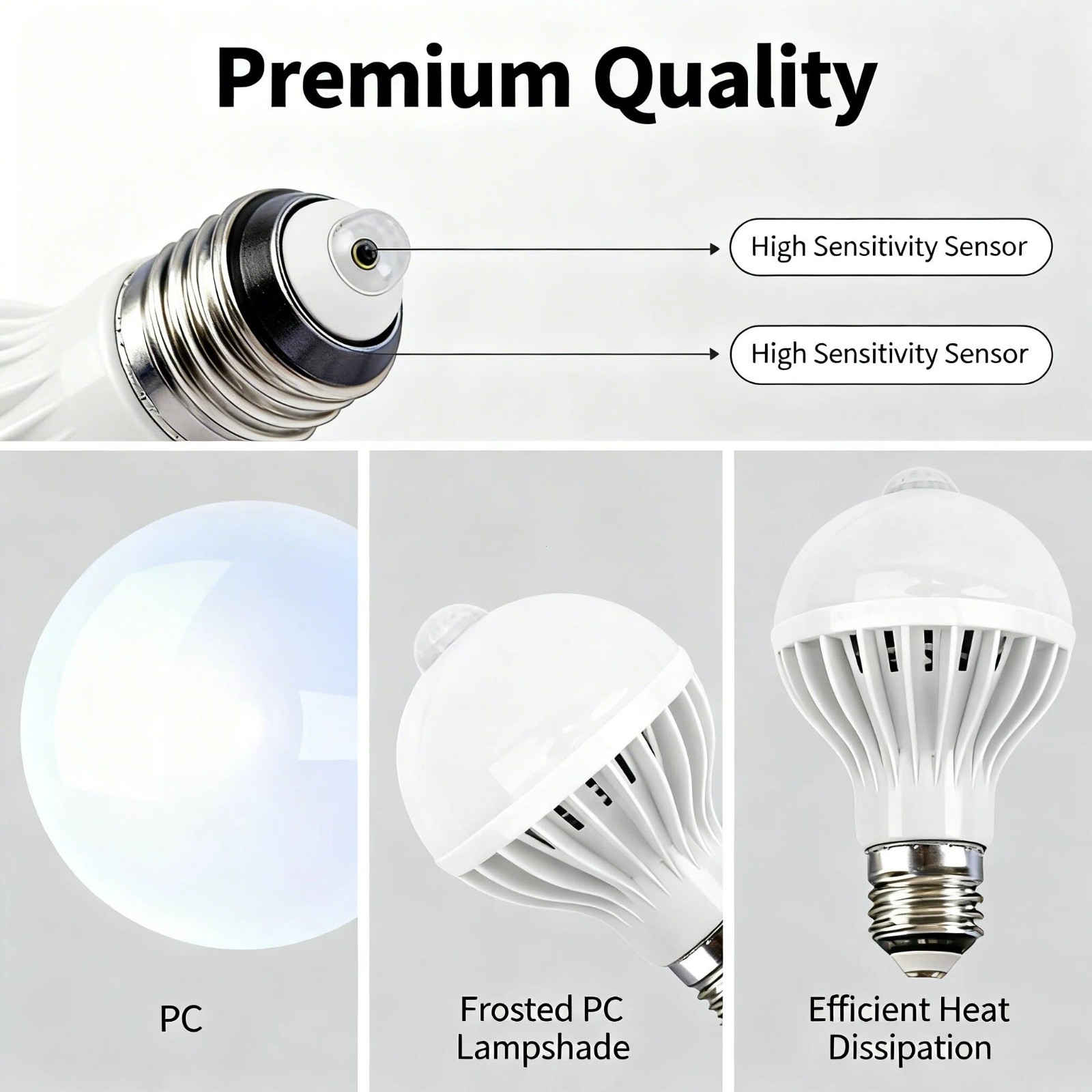 4-Pack to Dawn E26 PIR Motion Sensor Lamp 9W LED Bulb Light Infrared Motion