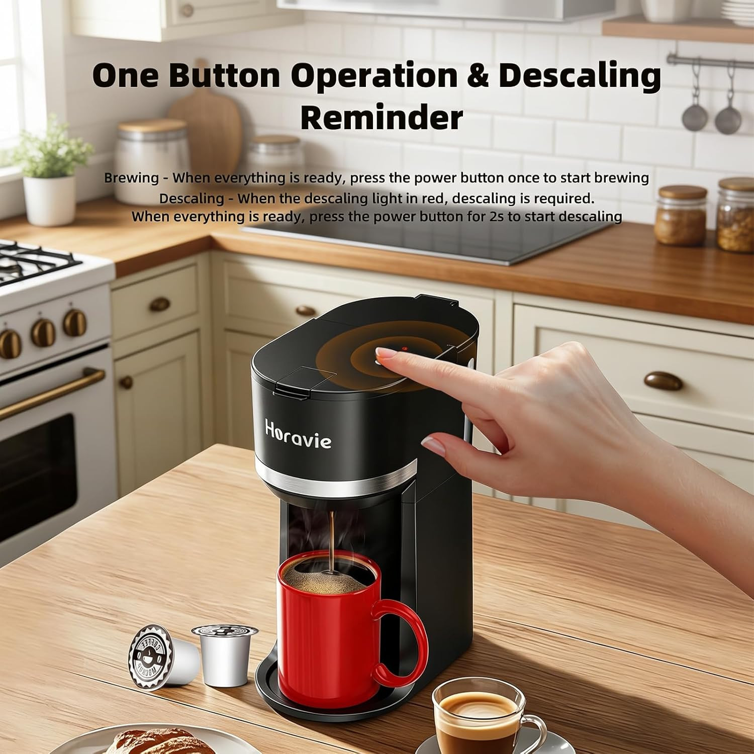 Small Single Serve Coffee Maker for K Cup and Grounds, Fast Brew One Cup Coffee