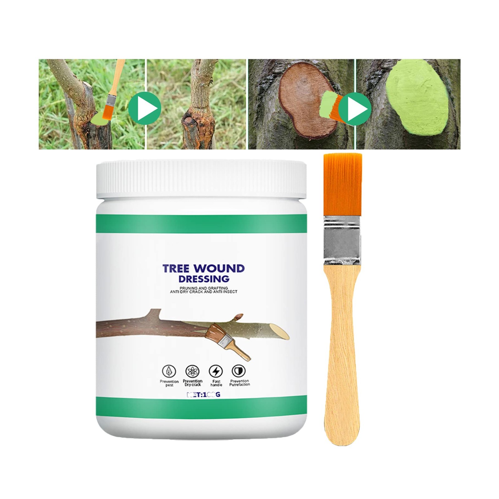 Tree Wound Sealer, Pruning Grafting 1pcs*100g +1*brush