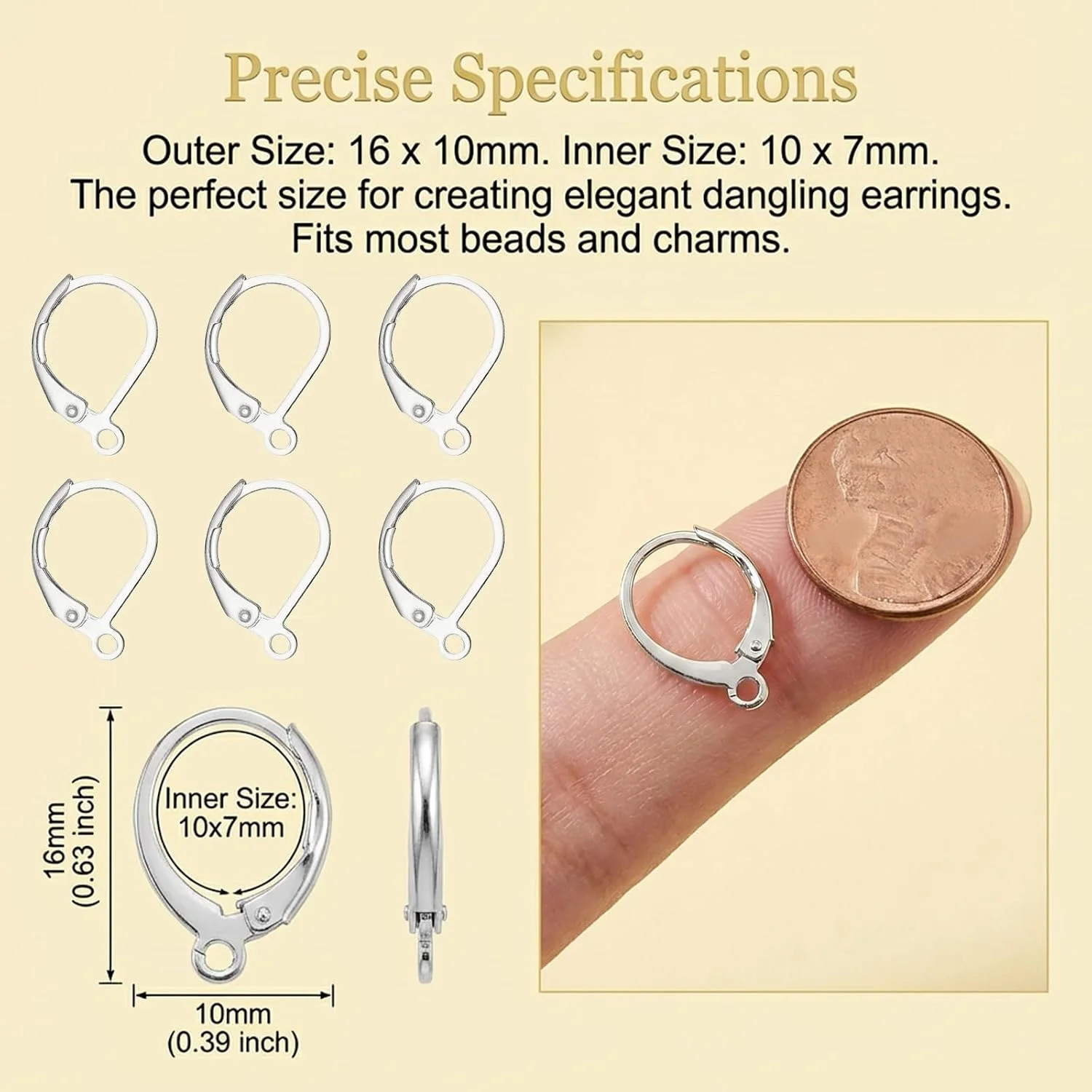 60PCS Leverback Earring Hooks, Stainless Steel Open Loop Leverback Hoops, Leverb