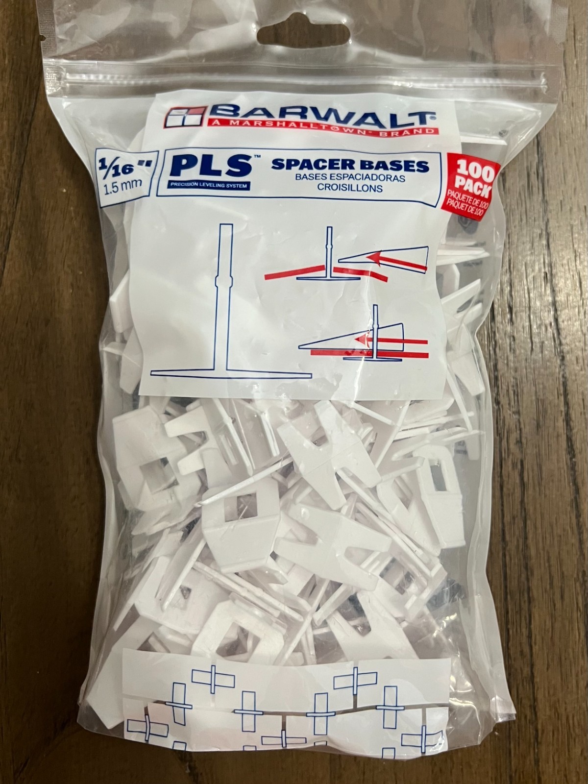 BARWALT PLS 1/16 Inch Tile Leveling System, Spacer, 100pk