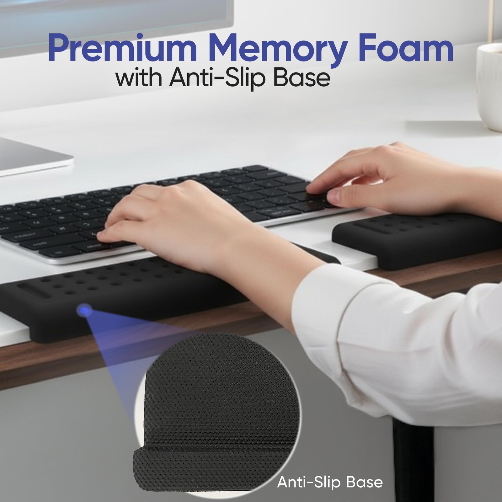 Keyboard Wrist Rest with Edge Protector - 11.8 Inch 2 Pack L Small, Black