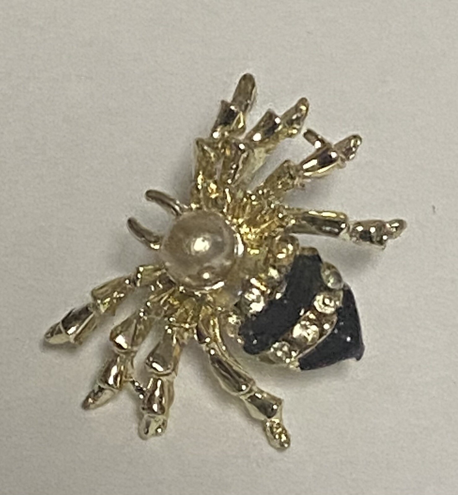 Small Bug Brooch/Pin Gold tone With Rhinestone/Crystals