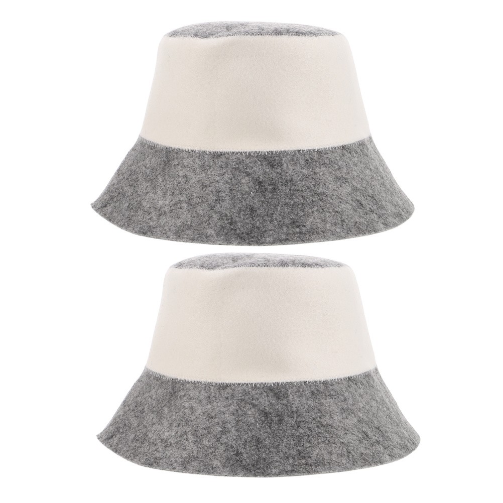 2pcs Felt Sauna Bath Cap Heat Insulation Absorbent Hat For Steam Room Use