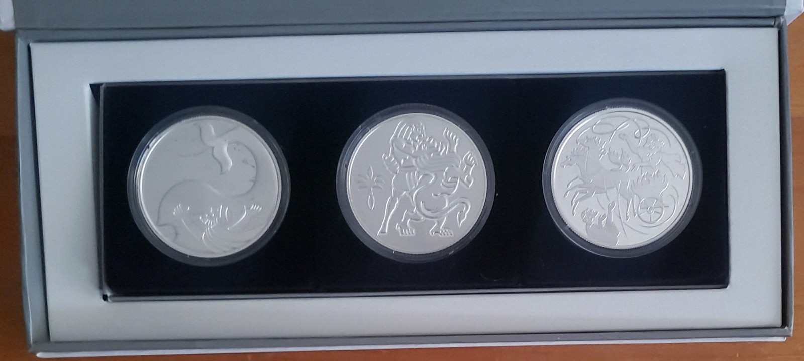 2010 Israel Biblical Art 3-Coin Silver Set 1 NIS Samson Jonah Elijah BU Proof