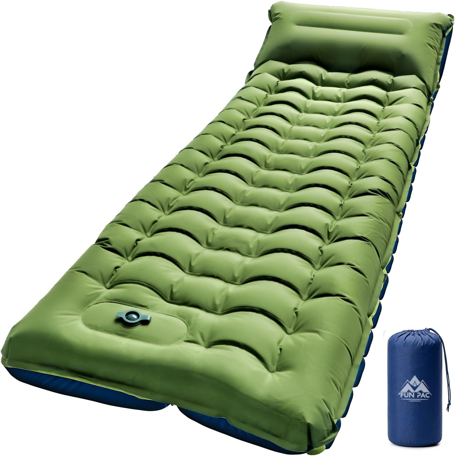 Camping Sleeping Pad,Ultralight Camping Mattress with Pillow, Built-In Foot Pump