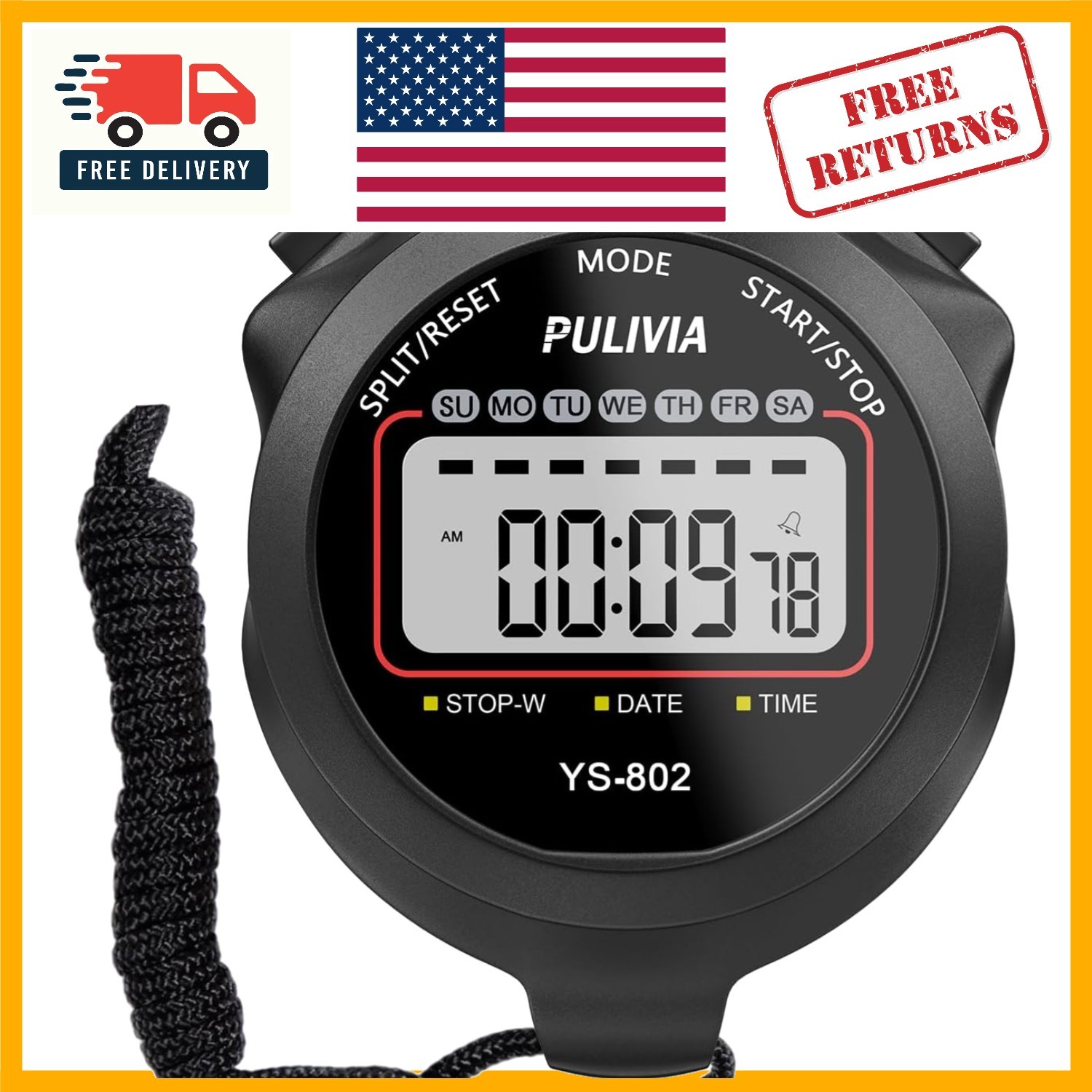 Sports Stopwatch Timer with Large Display - Lightweight & Laser Tuned Accuracy