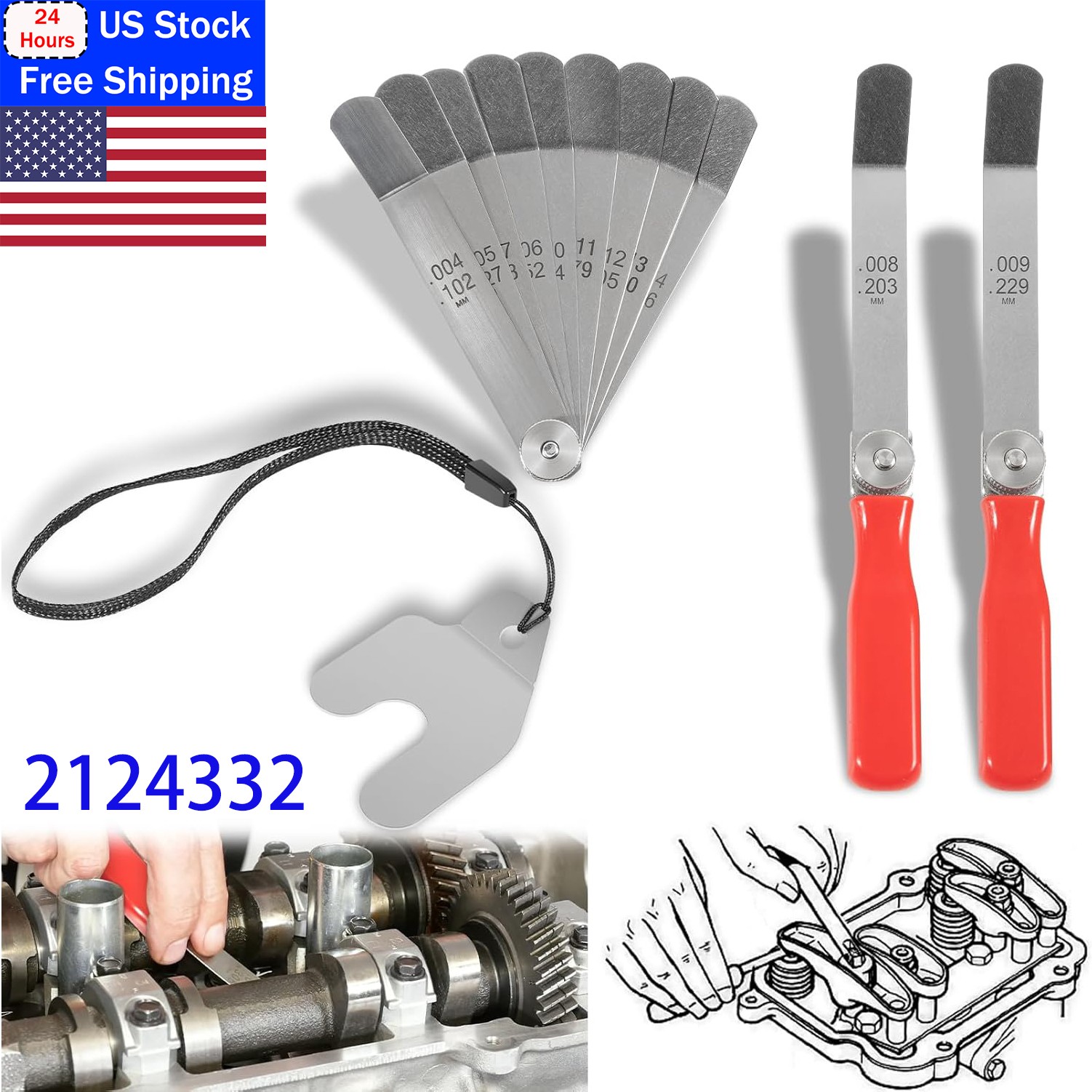 Engine Brake Feeler Gauge 2124332 + A308 Valve Tappet Gauge for PACCAR MX13 MX11